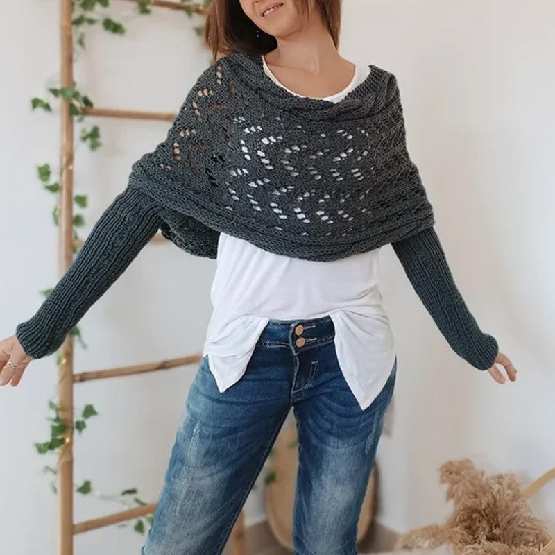 Martalvo ™ - Women's Wrap Knit Shawl with Sleeves