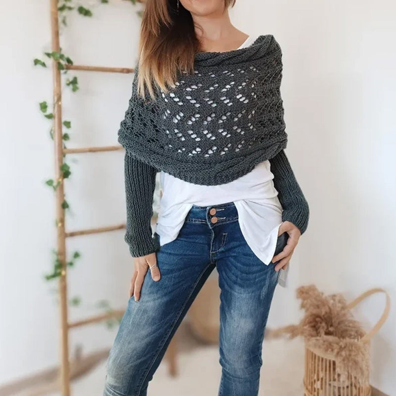 Martalvo ™ - Women's Wrap Knit Shawl with Sleeves
