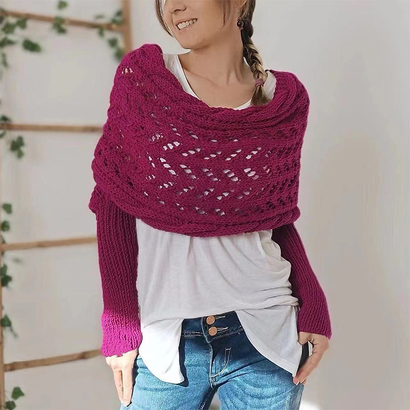Martalvo ™ - Women's Wrap Knit Shawl with Sleeves