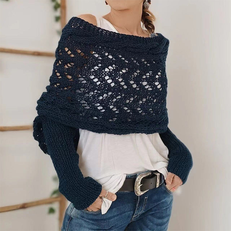 Martalvo ™ - Women's Wrap Knit Shawl with Sleeves