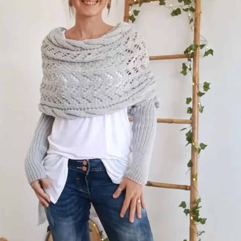 Martalvo ™ - Women's Wrap Knit Shawl with Sleeves