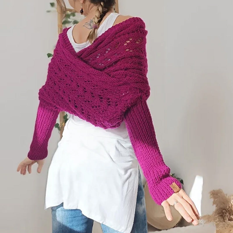 Martalvo ™ - Women's Wrap Knit Shawl with Sleeves