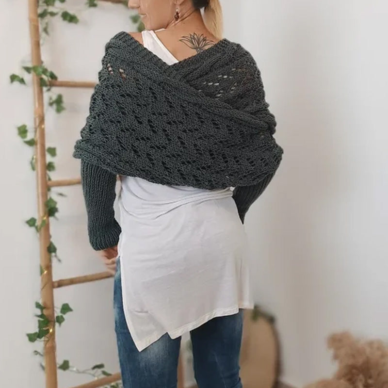 Martalvo ™ - Women's Wrap Knit Shawl with Sleeves