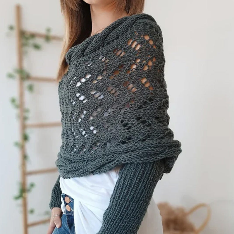Martalvo ™ - Women's Wrap Knit Shawl with Sleeves