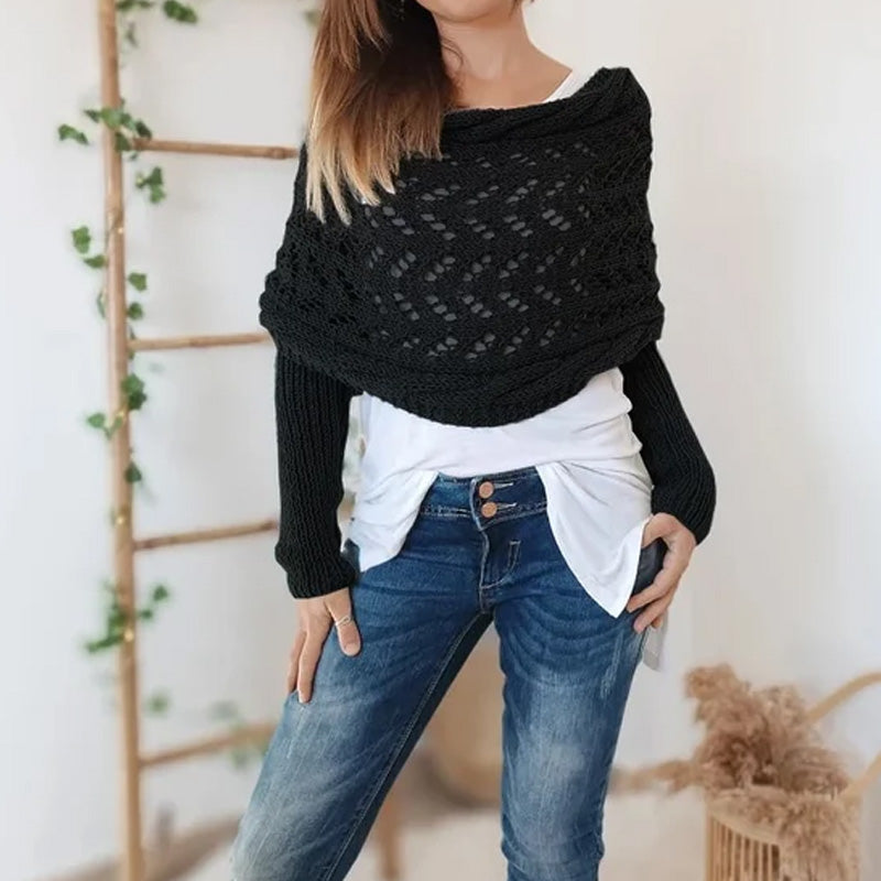 Martalvo ™ - Women's Wrap Knit Shawl with Sleeves
